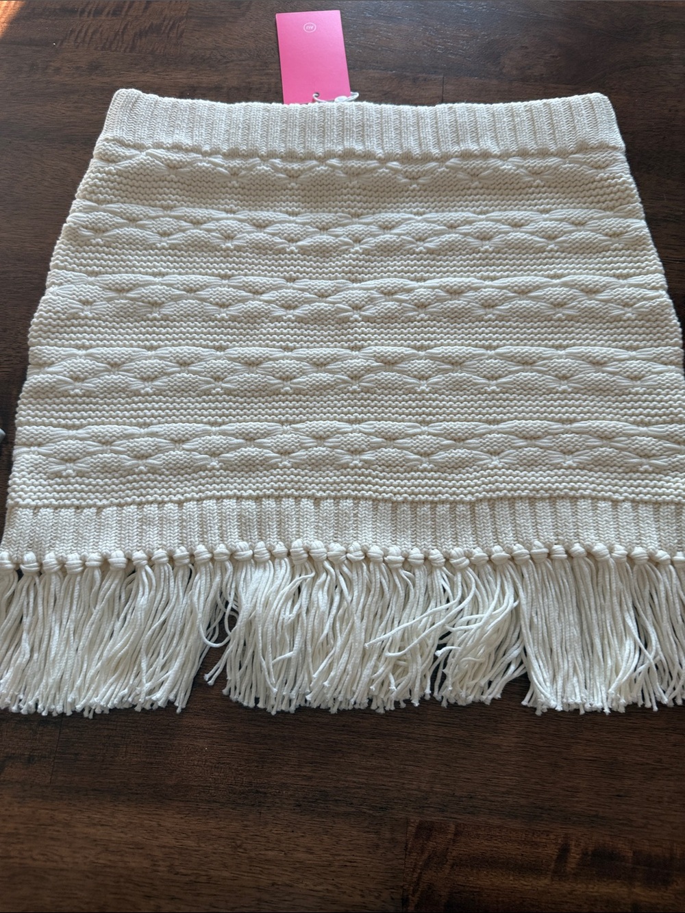 Amanda Uprichard Cream Textured Fringe skirt